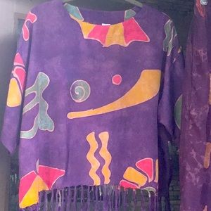 GORGEOUS- Vintage Fringe Skirt and Top, Rayon, M, EUC